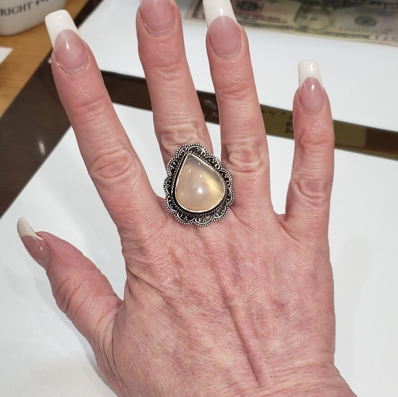 Quartz ring, 925 silver rose quartz vintage antique ring - Picture 12 of 14